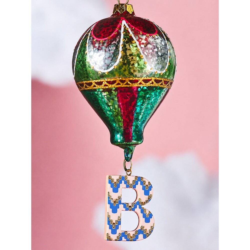 Anthropologie Ornament Monogram “B” Hot Air Balloon Xmas